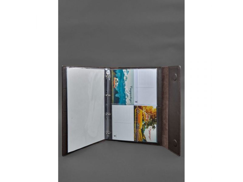 Кожаная папка для документов &amp;quot;Семейная&amp;quot; А4 на сегрегаторе с файлами темно-коричневая, фото 7