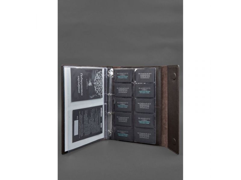 Кожаная папка для документов &amp;quot;Семейная&amp;quot; А4 на сегрегаторе с файлами темно-коричневая, фото 8