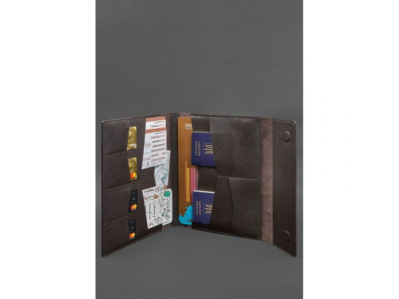 Кожаная папка для документов &amp;quot;Семейная&amp;quot; А4 темно-коричневая, фото 2