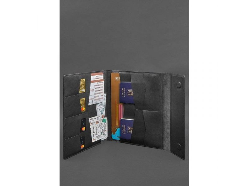 Кожаная папка для документов &amp;quot;Семейная&amp;quot; А4 Черная, фото 2