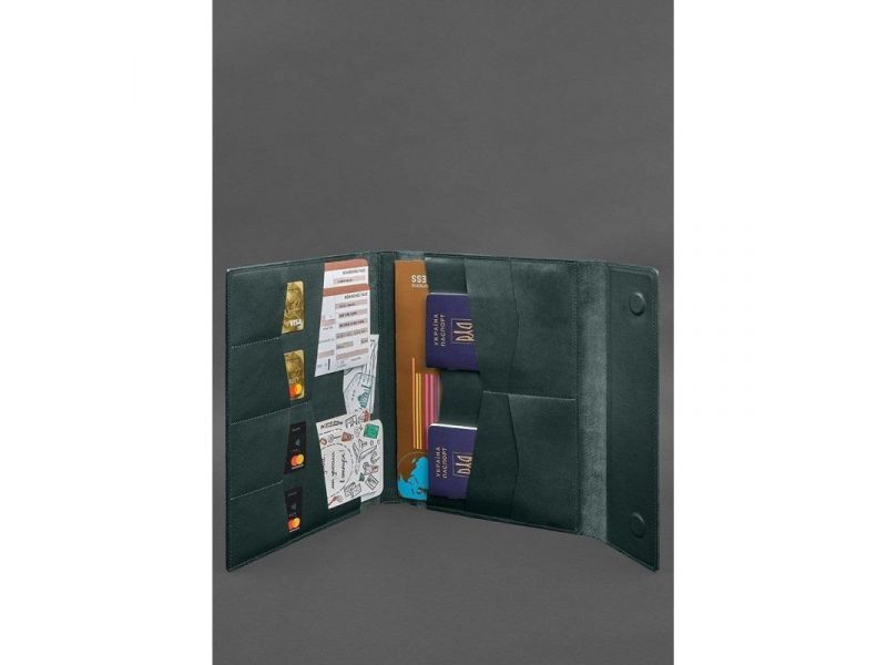 Кожаная папка для документов &amp;quot;Семейная&amp;quot; А4 Зеленая, фото 2