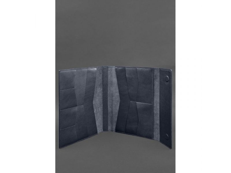 Кожаная папка для документов &amp;quot;Семейная&amp;quot; А4 Темно-синяя, фото 3