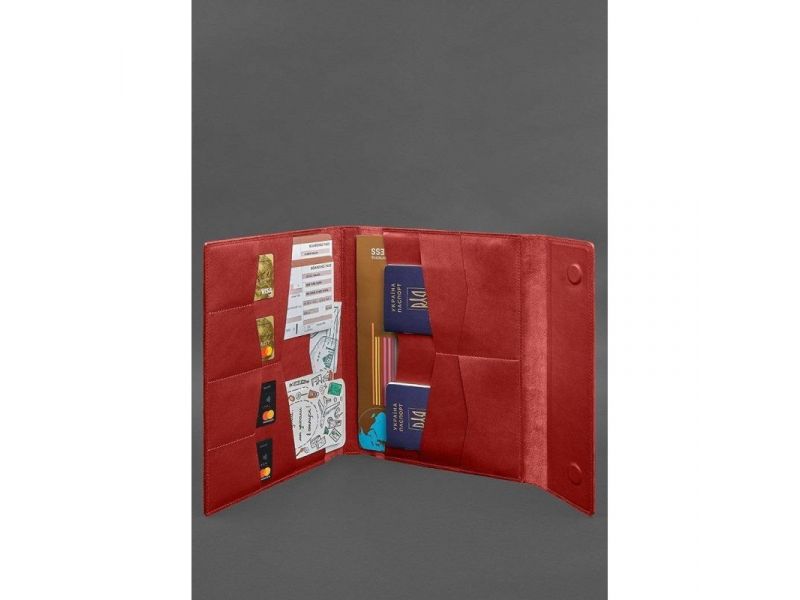 Кожаная папка для документов &amp;quot;Семейная&amp;quot; А4 Красная, фото 2