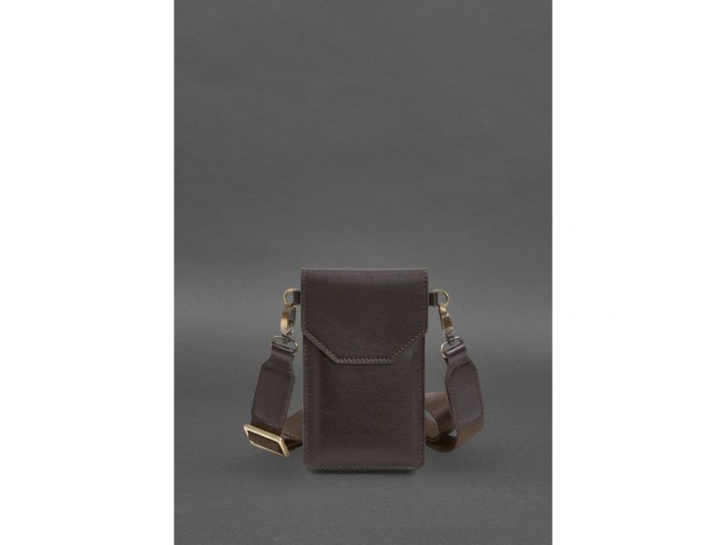 Кожаная сумка-чехол для телефона коричневая, фото 1