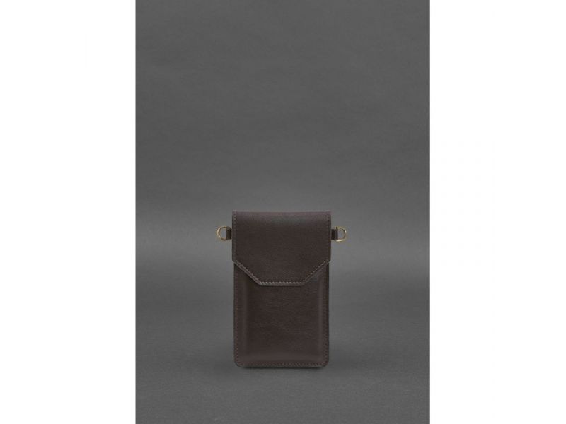 Кожаная сумка-чехол для телефона коричневая, фото 3