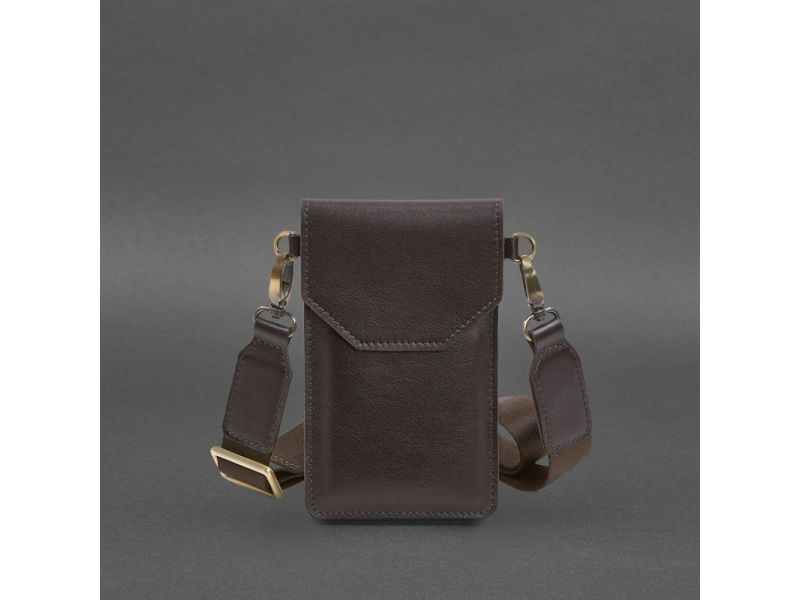 Кожаная сумка-чехол для телефона коричневая, фото 6
