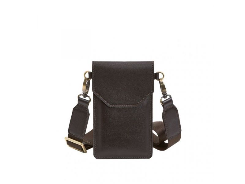 Кожаная сумка-чехол для телефона коричневая, фото 7