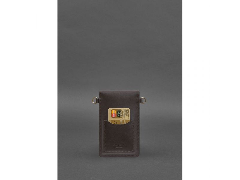 Кожаная сумка-чехол для телефона коричневая, фото 5