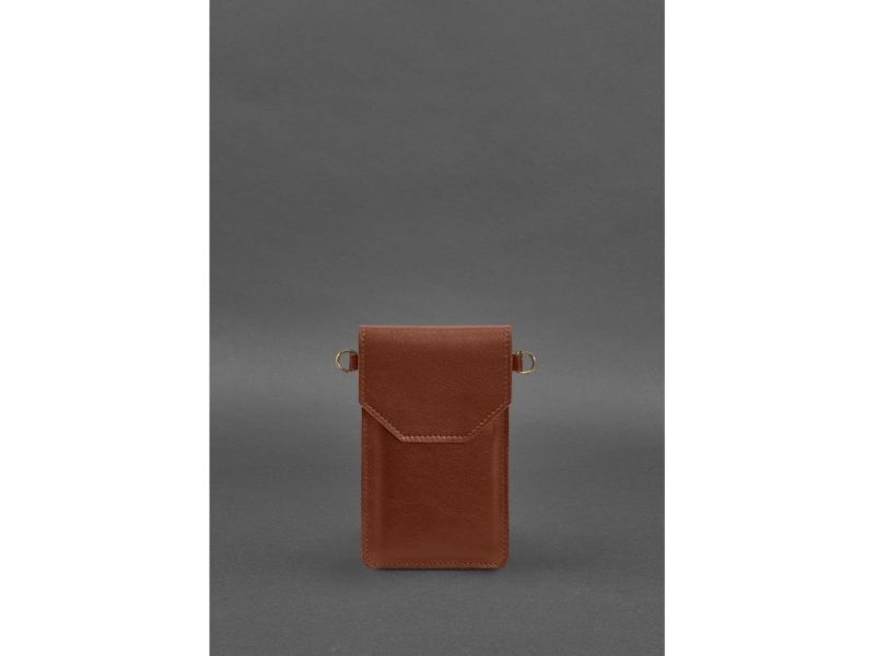 Кожаная сумка-чехол для телефона светло-коричневая, фото 3