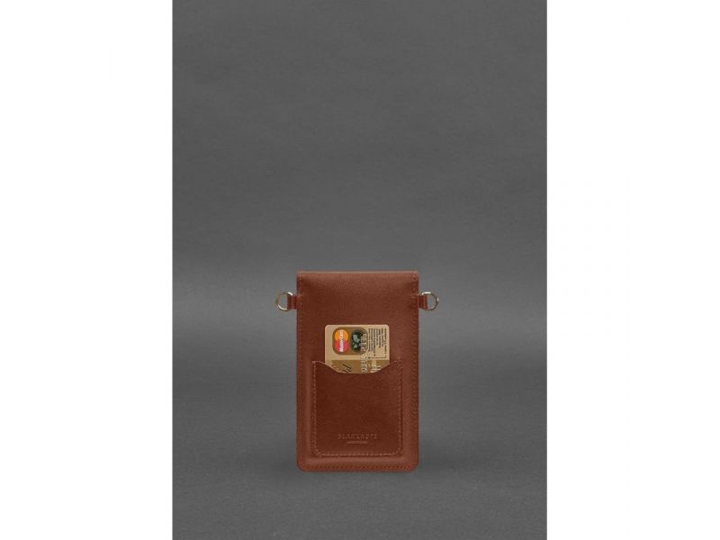 Кожаная сумка-чехол для телефона светло-коричневая, фото 5