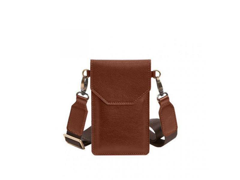 Кожаная сумка-чехол для телефона светло-коричневая, фото 7