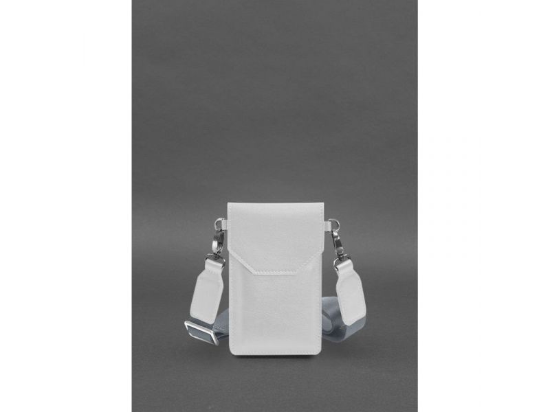 Кожаная сумка-чехол для телефона белая, фото 1