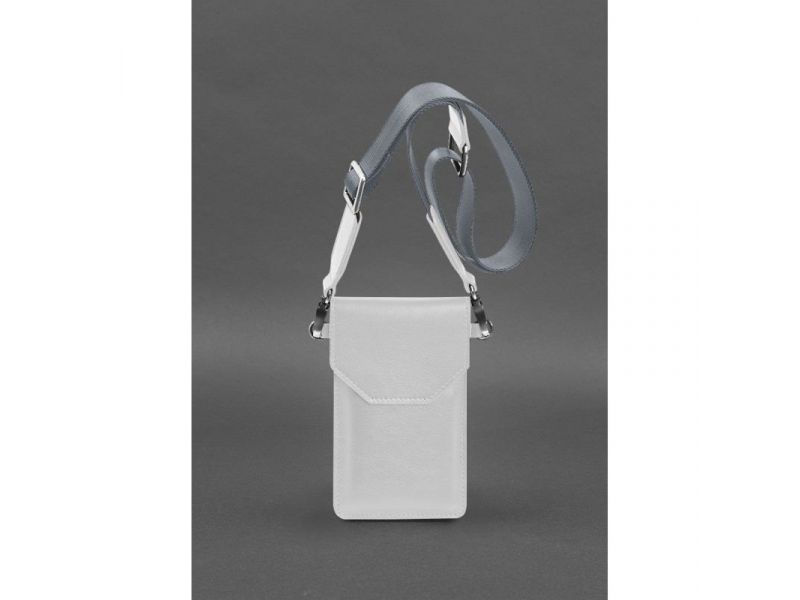 Кожаная сумка-чехол для телефона белая, фото 2