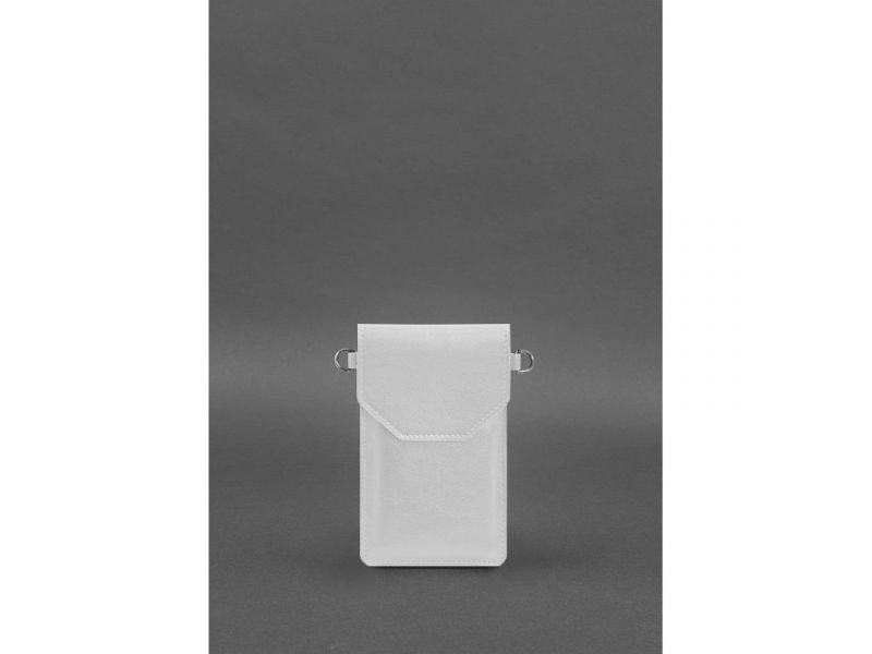 Кожаная сумка-чехол для телефона белая, фото 3