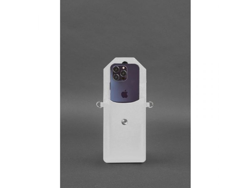 Кожаная сумка-чехол для телефона белая, фото 4