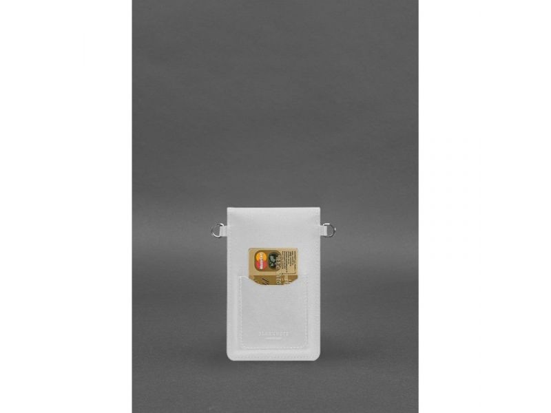 Кожаная сумка-чехол для телефона белая, фото 5