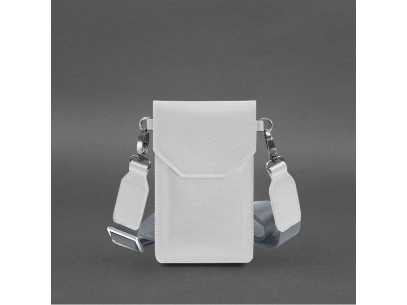 Кожаная сумка-чехол для телефона белая, фото 6