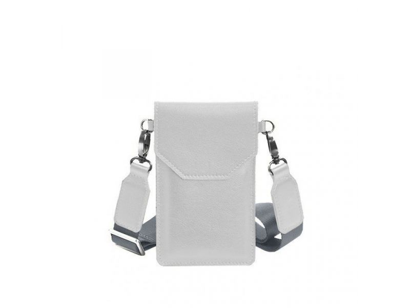 Кожаная сумка-чехол для телефона белая, фото 7