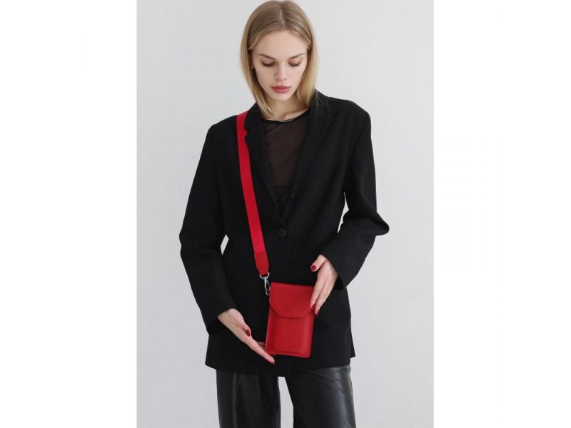 Кожаная сумка-чехол для телефона maxi Красная, фото 1