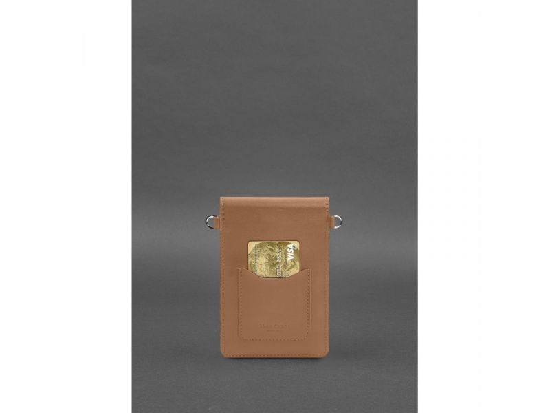 Кожаная сумка-чехол для телефона maxi Карамель, фото 5