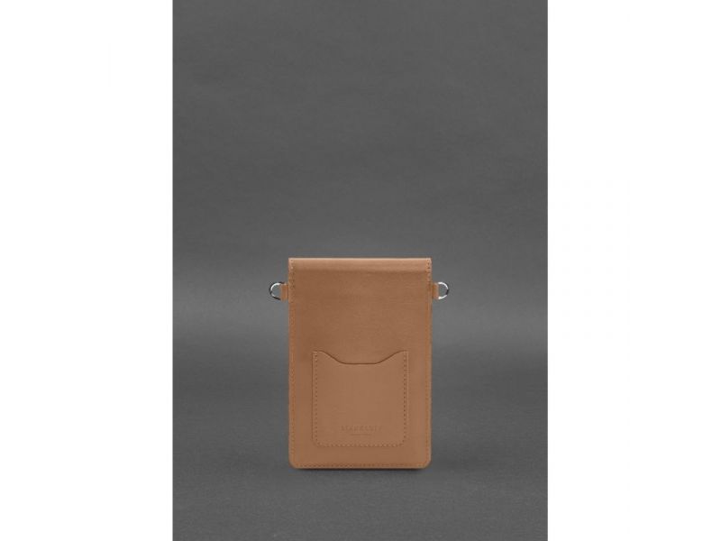 Кожаная сумка-чехол для телефона maxi Карамель, фото 6