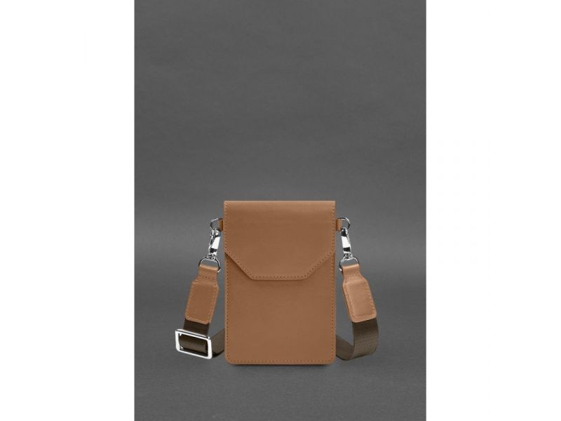 Кожаная сумка-чехол для телефона maxi Карамель, фото 1