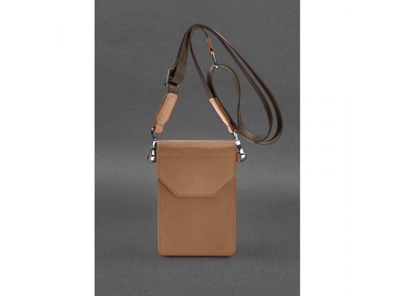 Кожаная сумка-чехол для телефона maxi Карамель, фото 2