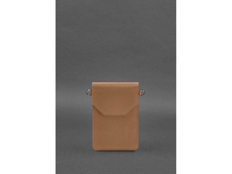 Кожаная сумка-чехол для телефона maxi Карамель, фото 3
