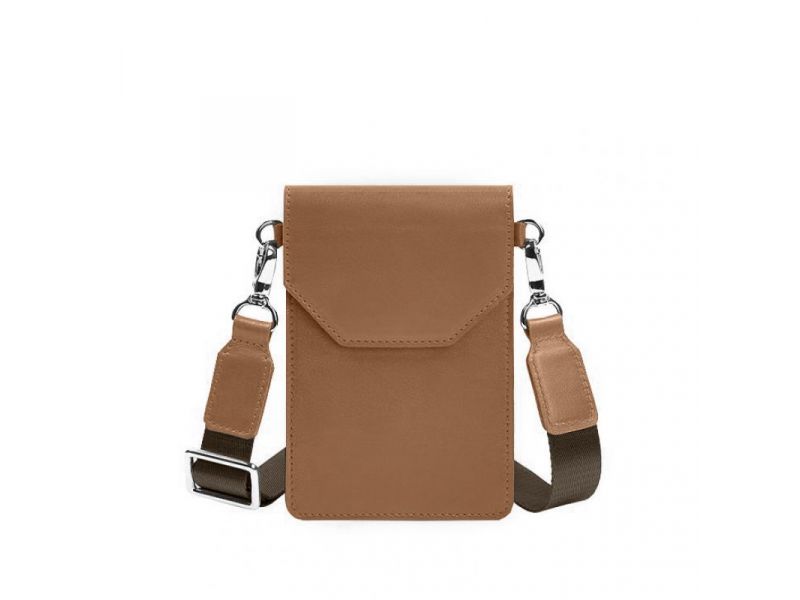 Кожаная сумка-чехол для телефона maxi Карамель, фото 8