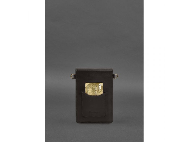 Кожаная сумка-чехол для телефона maxi Темно-коричневая, фото 5