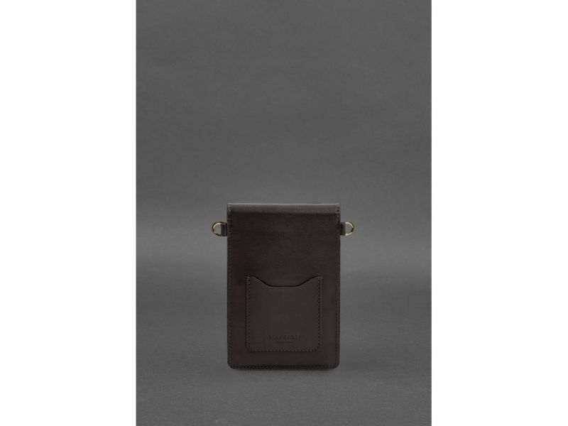 Кожаная сумка-чехол для телефона maxi Темно-коричневая, фото 6