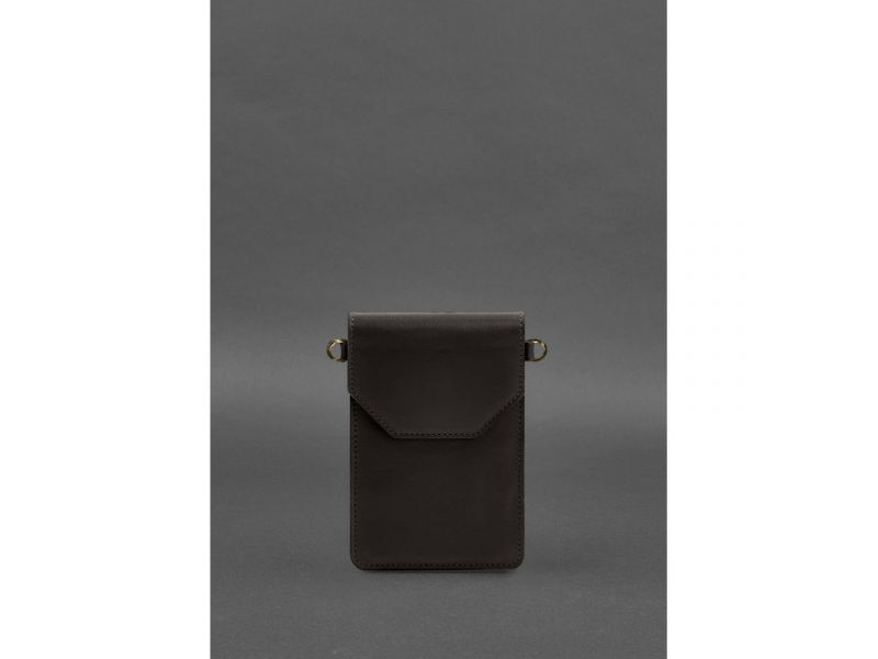 Кожаная сумка-чехол для телефона maxi Темно-коричневая, фото 3