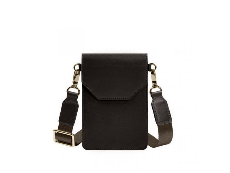 Кожаная сумка-чехол для телефона maxi Темно-коричневая, фото 8