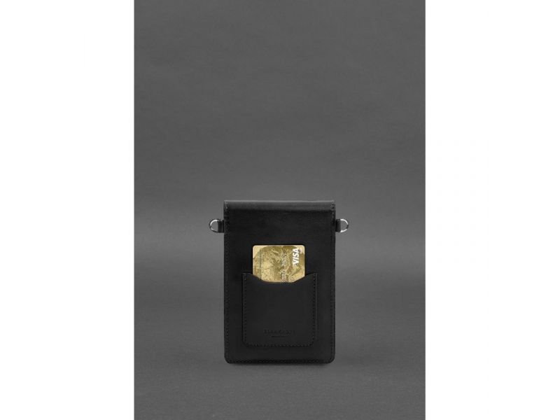 Кожаная сумка-чехол для телефона maxi Чорна, фото 5