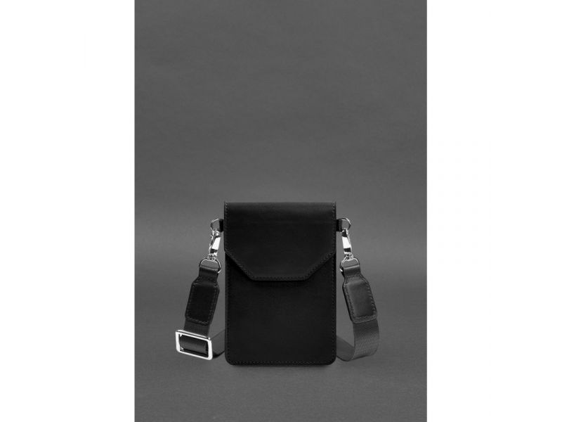 Кожаная сумка-чехол для телефона maxi Чорна, фото 1