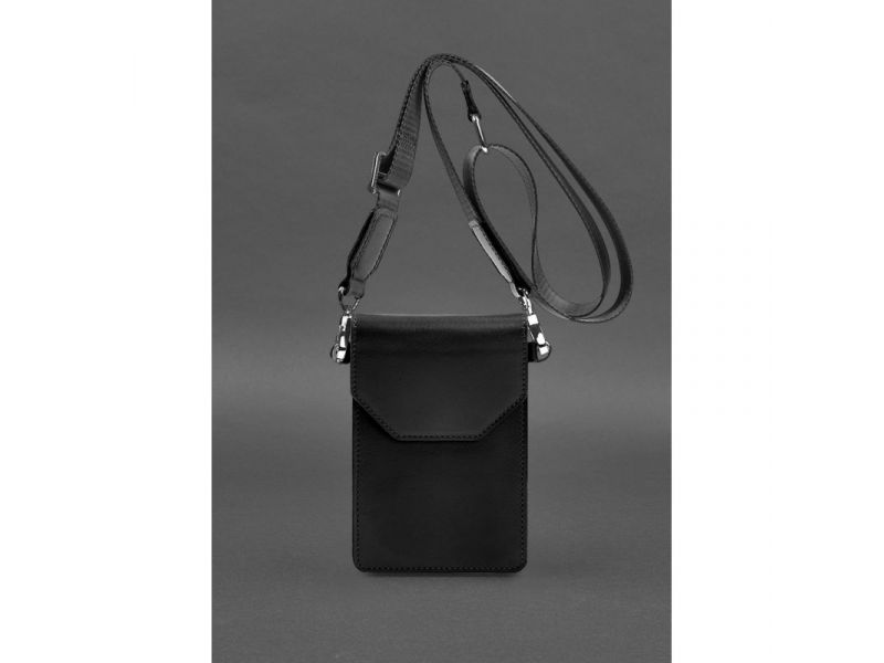 Кожаная сумка-чехол для телефона maxi Чорна, фото 2