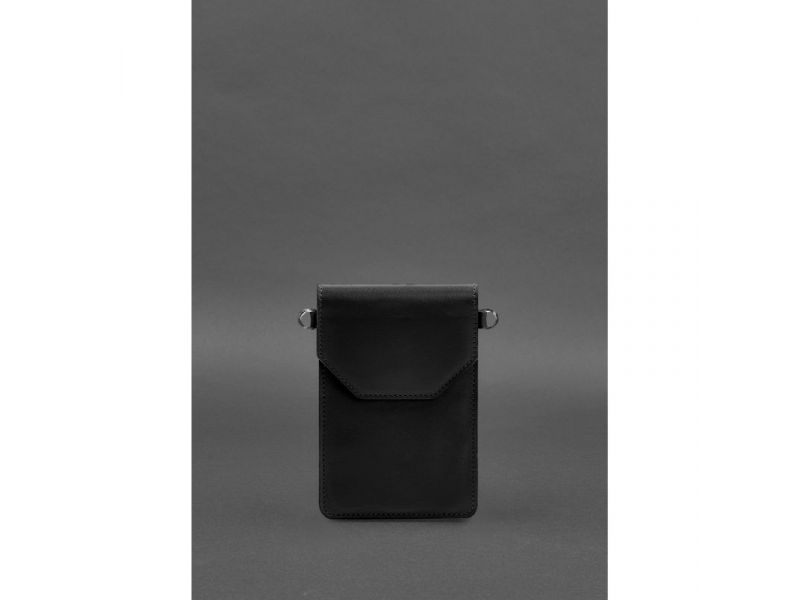 Кожаная сумка-чехол для телефона maxi Чорна, фото 3