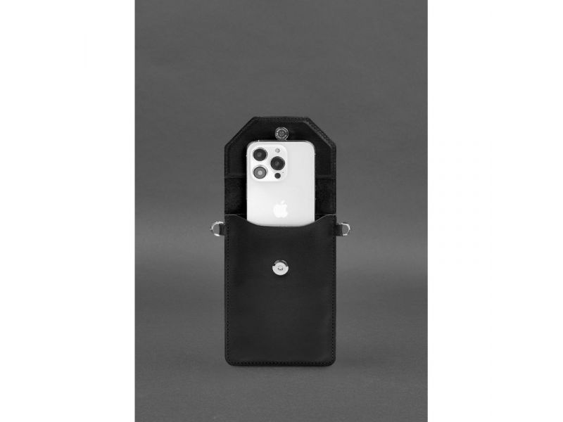 Кожаная сумка-чехол для телефона maxi Чорна, фото 4