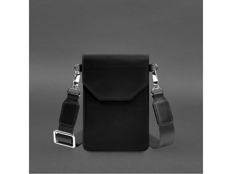 Кожаная сумка-чехол для телефона maxi Чорна, фото 7