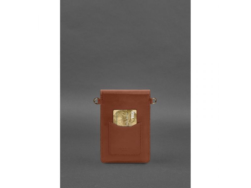 Кожаная сумка-чехол для телефона maxi Светло-коричневая, фото 5