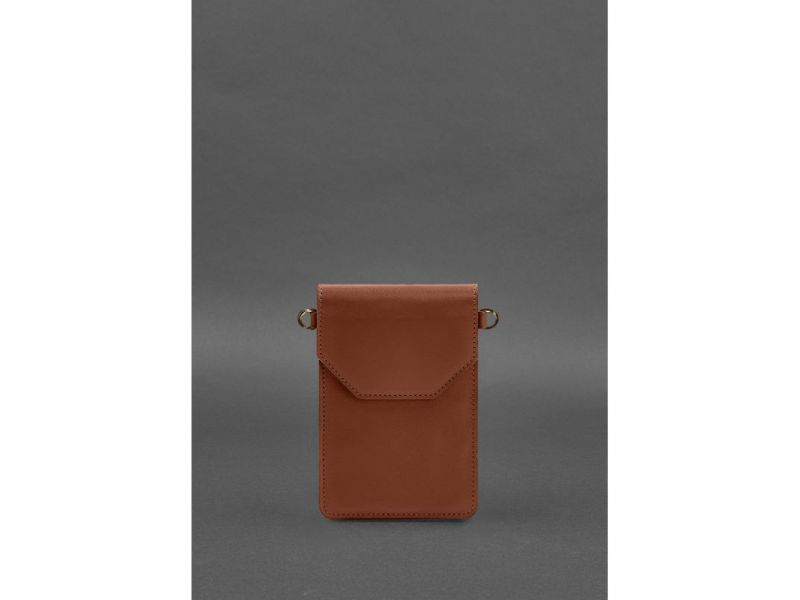 Кожаная сумка-чехол для телефона maxi Светло-коричневая, фото 3