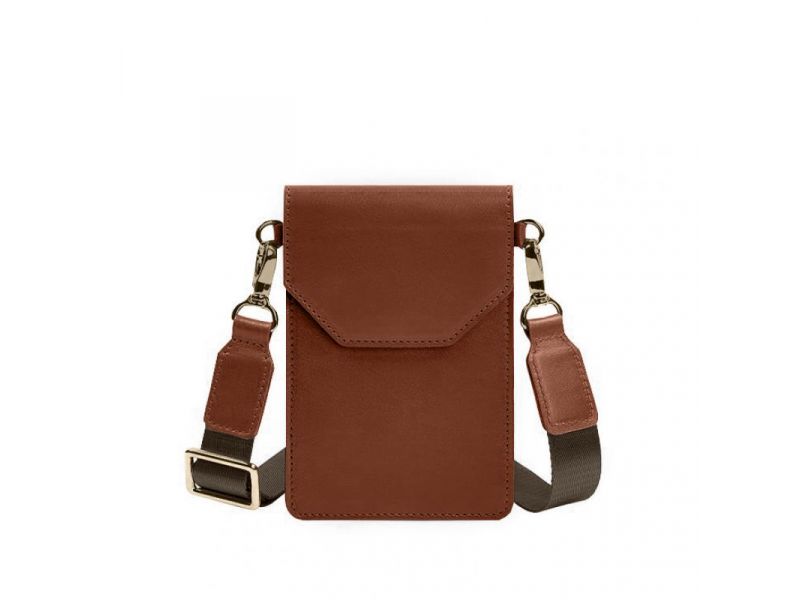 Кожаная сумка-чехол для телефона maxi Светло-коричневая, фото 8