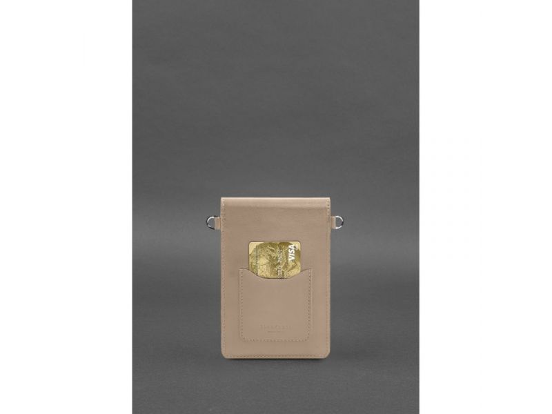 Кожаная сумка-чехол для телефона maxi Светло-бежевый, фото 5