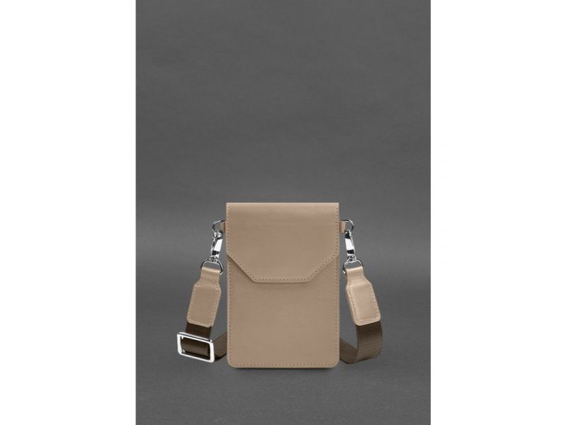 Кожаная сумка-чехол для телефона maxi Светло-бежевый, фото 1