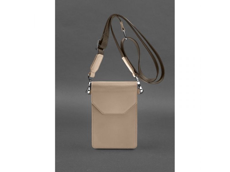 Кожаная сумка-чехол для телефона maxi Светло-бежевый, фото 2
