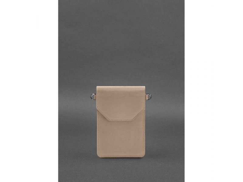 Кожаная сумка-чехол для телефона maxi Светло-бежевый, фото 3