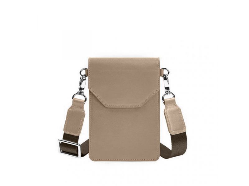 Кожаная сумка-чехол для телефона maxi Светло-бежевый, фото 8