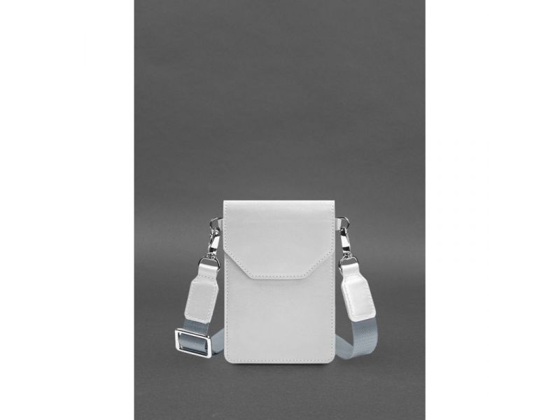 Кожаная сумка-чехол для телефона maxi Белая, фото 1