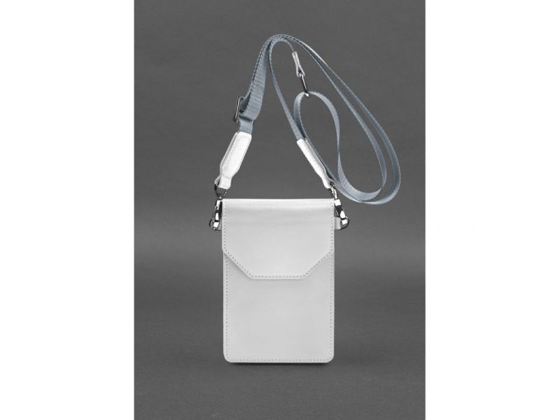 Кожаная сумка-чехол для телефона maxi Белая, фото 2