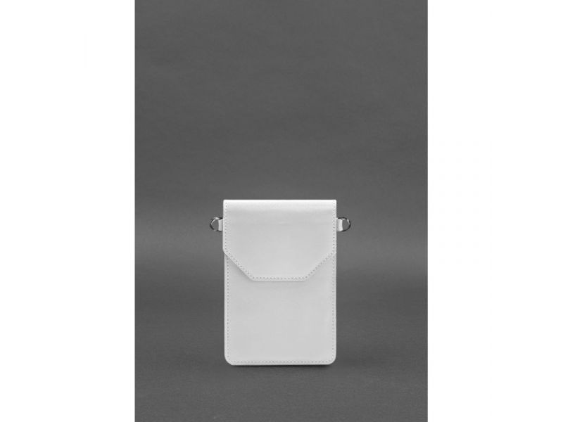 Кожаная сумка-чехол для телефона maxi Белая, фото 3